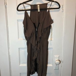 Francesca's Brown Dress with Ruffles and Zipper